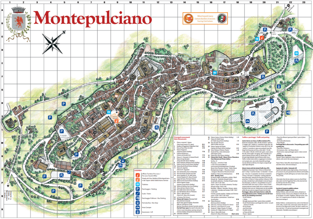Montepulciano - mapa miasta i parkingów
