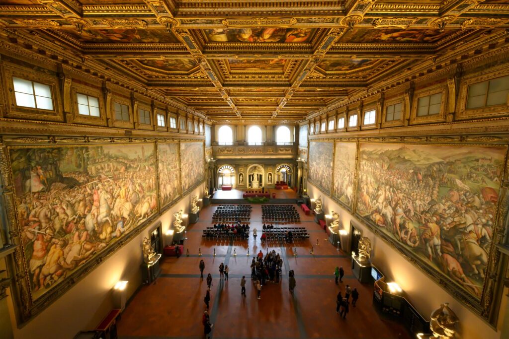 Salone dei Cinquecento czyli Sala Pięciuset w Palazzo Vecchio, Florencja, Toskania, Włochy