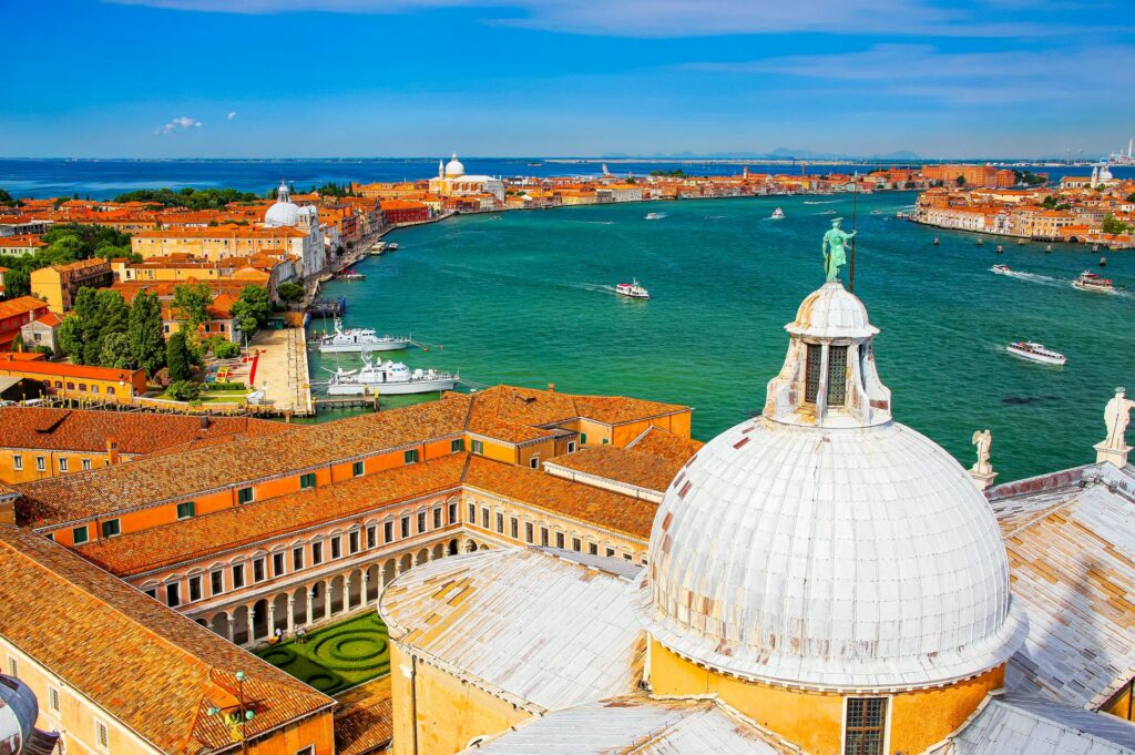 wyspa Giudecca, Wenecja, widok z dzwonnicy Bazyliki San Giorgio Maggiore