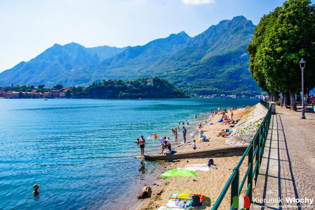 niewielka plaża znajduje się w samym centrum Lecco, tuż przy promenadzie (fot. Łukasz Ropczyński, kierunekwlochy.pl)