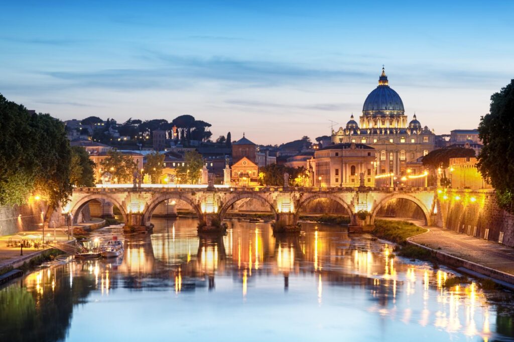 widok z mostu Ponte Umberto I, najpiękniejsze punkty widokowe w Rzymie