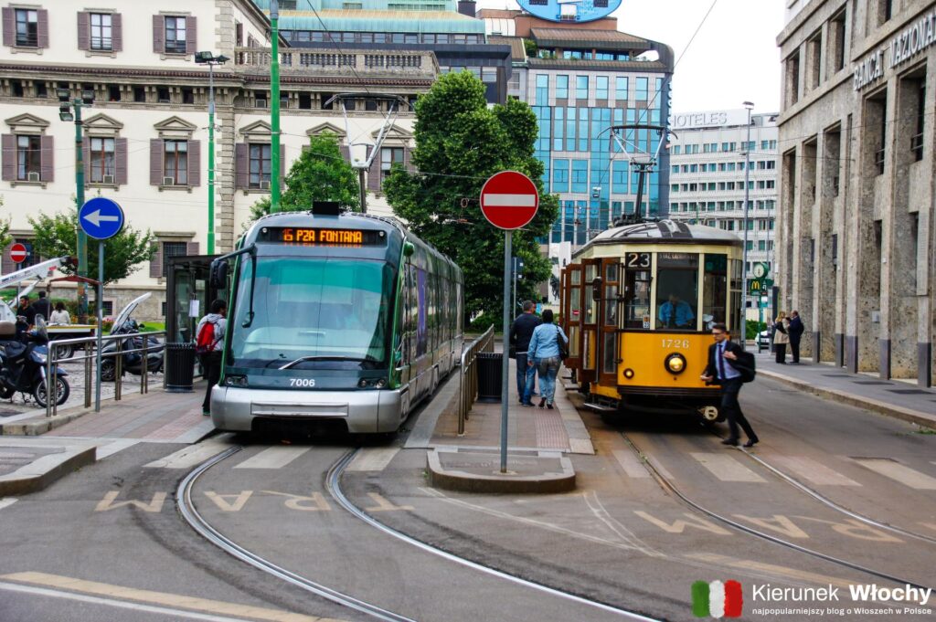 komunikacja miejska w Mediolanie, po mieście jeżdżą zarówno nowoczesne jak i zabytkowe tramwaje (fot. Łukasz Ropczyński, kierunekwlochy.pl)