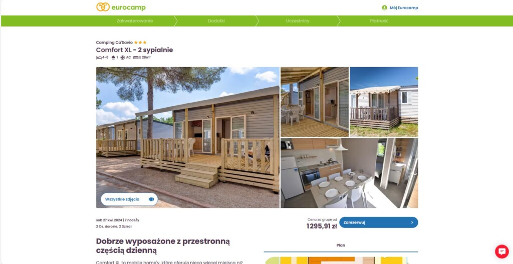jak tanio spędzić wakacje we Włoszech? Cena domku Comfort XL na kempingu Ca Savio na przykładzie majówki
