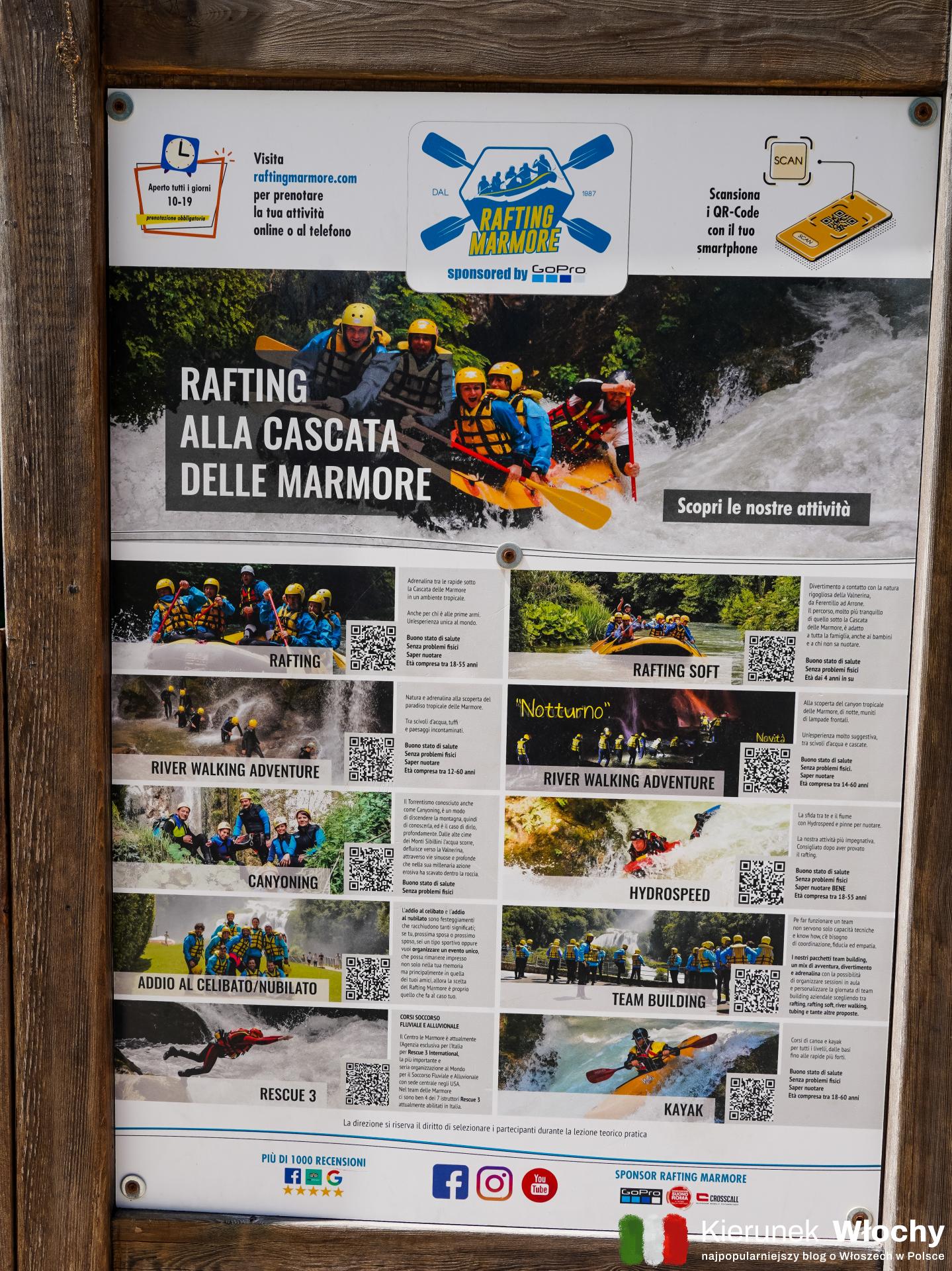 rafting nad wodospadem Cascata delle Marmore (fot. Łukasz Ropczyński, kierunekwlochy.pl)