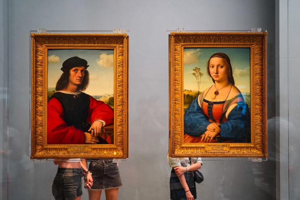 portret Maddaleny Doni i portret Agnola Doniego - obydwa namalowane przez Rafaela i znajdujące się w Galerii Uffizi we Florencji (fot. Łukasz Ropczyński, kierunekwlochy.pl)