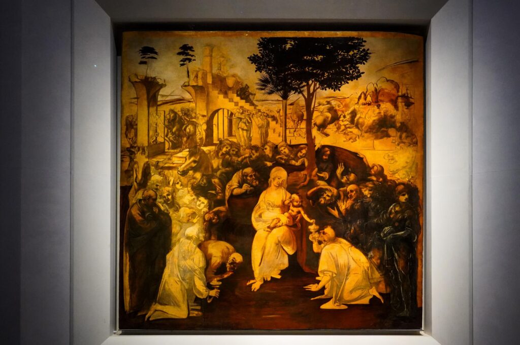 Leonardo da Vinci, Adoracja Trzech Króli, Galeria Uffizi, Florencja (fot. Łukasz Ropczyński, kierunekwlochy.pl)