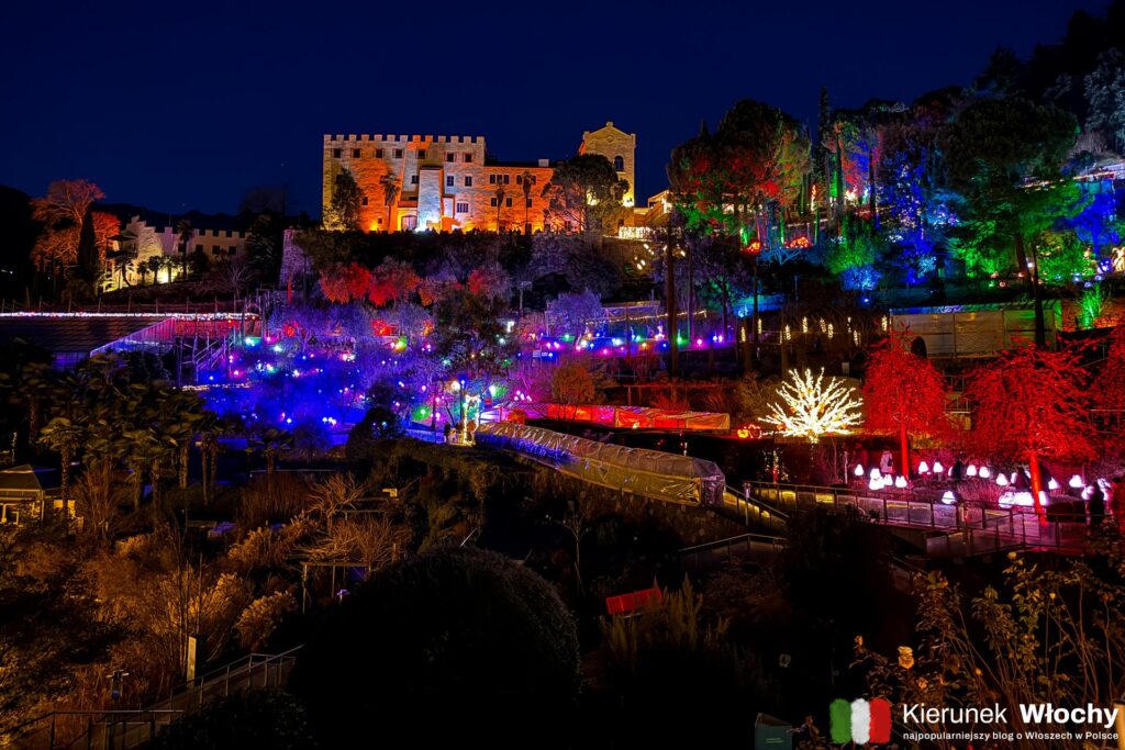 spektakularne, świąteczne iluminacje w ogrodach zamku Trauttmansdorff w Merano w Południowym Tyrolu (fot. Łukasz Ropczyński, kierunekwlochy.pl)